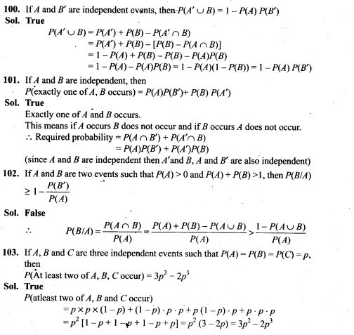 Probability NCERT Exemplar Problems Solutions Class 12th