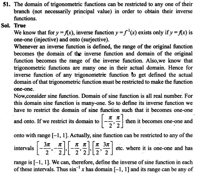Inverse Trigonometric Functions NCERT Exemplar Problems Solutions Class 12th