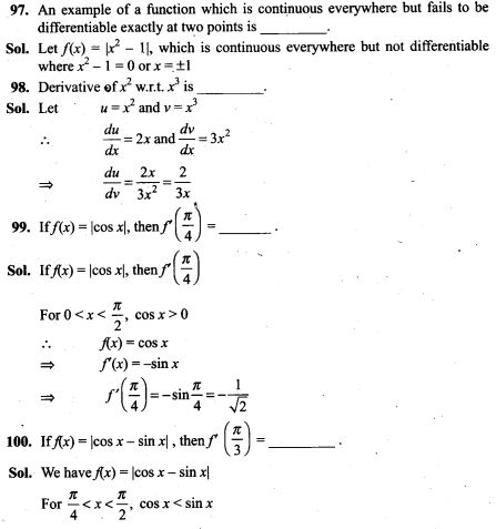 Continuity and Differentiability NCERT Exemplar Problems Solutions Class 12th