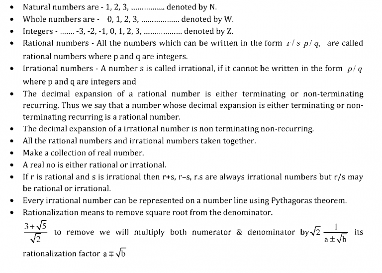 Chapter 1 Number Systems Notes for Class 9th Maths